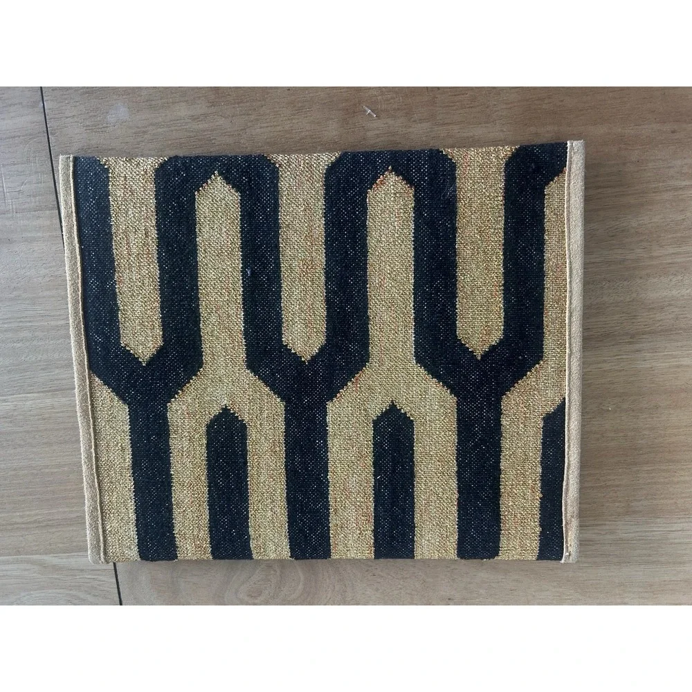 WKND WYFR BFF Envelope Clutch Gold Black Handwoven Trim Metallic Bag